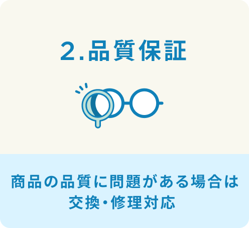 2.品質保証 商品の品質に問題がある場合は交換・修理対応